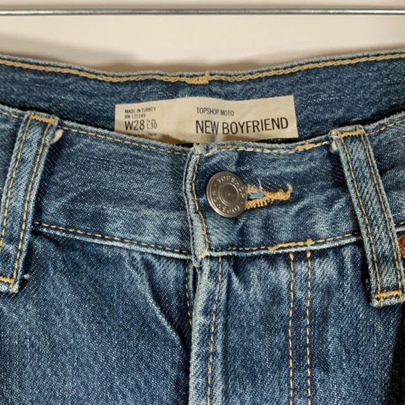 Topshop Moto Medium Wash Blue New Boyfriend Jeans - Picture 5 of 10